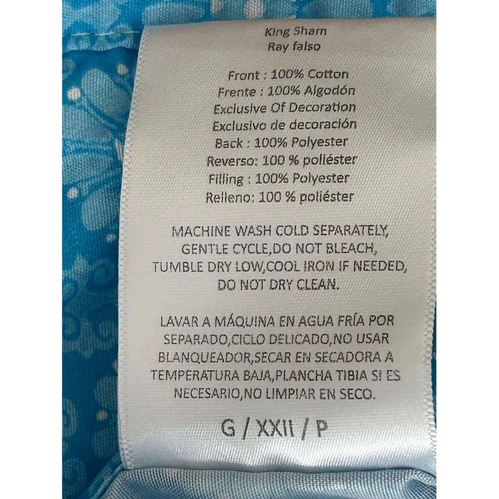 The Pioneer Woman Sweet Rose Quilted King Pillow Sham Floral Lace Trim Blue Red - Picture 6 of 7
